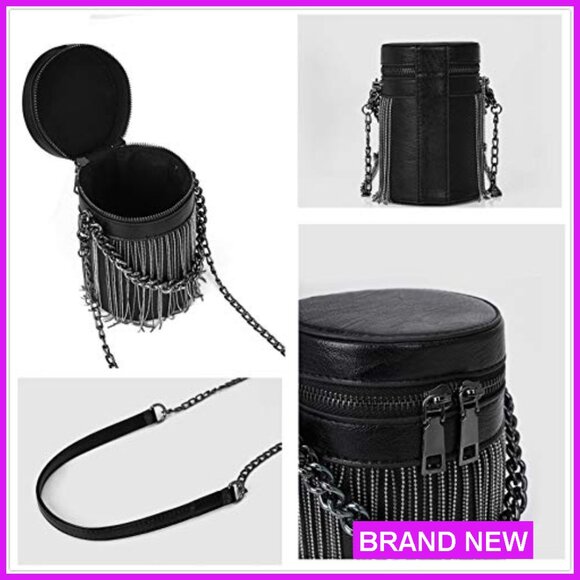 Y2K Punk Tassel Tote Gothic Fringe Shoulder Bag Funky Rock Crossbody Handbag - Picture 5 of 7